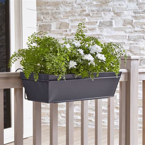 metal rail planter box|railing mounted planter boxes.